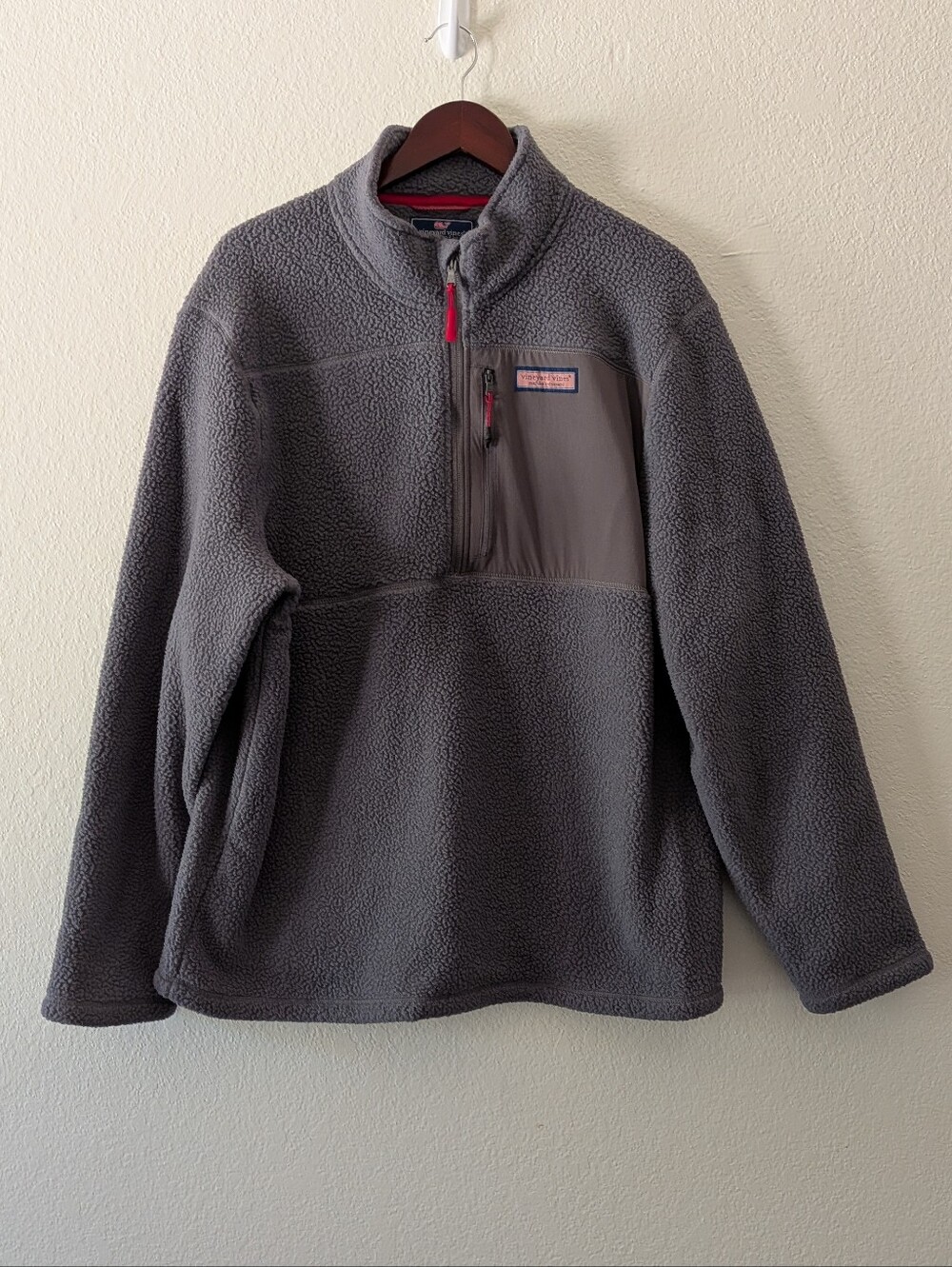 Vineyard Vines Men's Pullover Fleece Quarter Zip Sweatshirt Sweater Gray XL